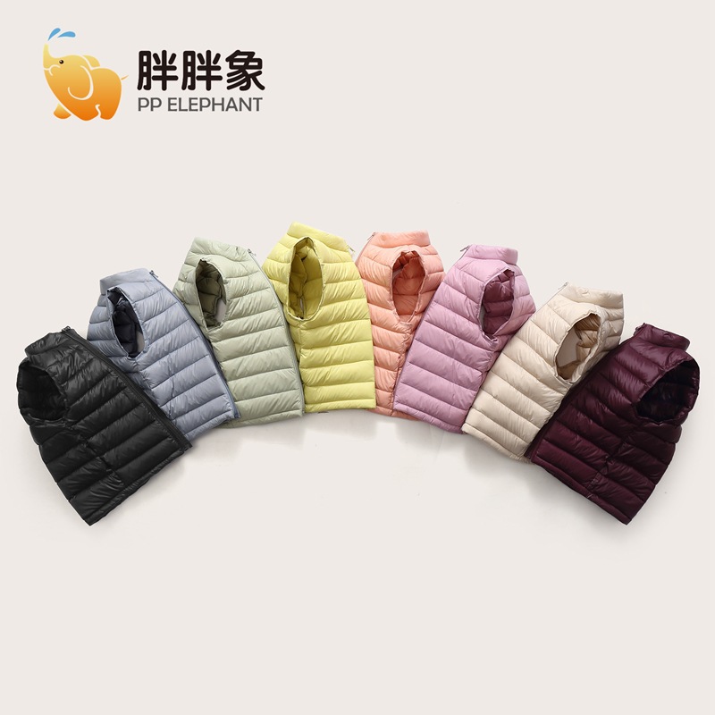 Boys, Girls, Small, Medium and Large Kidsren's Clothing, Kidsren's Lightweight Waistcoat, Stand Collar, Pure Color Warm down Jacket, Vest