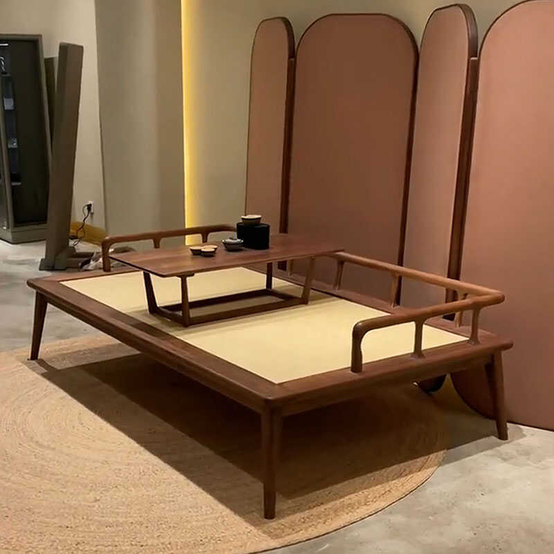 Zen black walnut wood all solid wood 2.1m Luo Han chair kang several combination new Chinese style white wax wood Luo Han bed