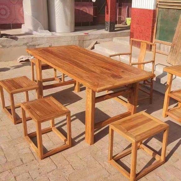 Old Elm Old Elm Tea Table Old Door Panel Square Table Retro Style Zen Bench Dining Table Restaurant Furniture