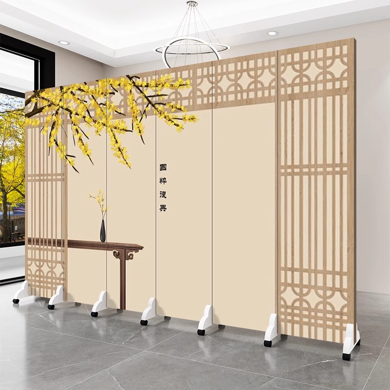 New Chinese-style Screen Partition Living Room Office Hotel Entry Shelter Folding Mobile Hotel Private Room Retro High-end