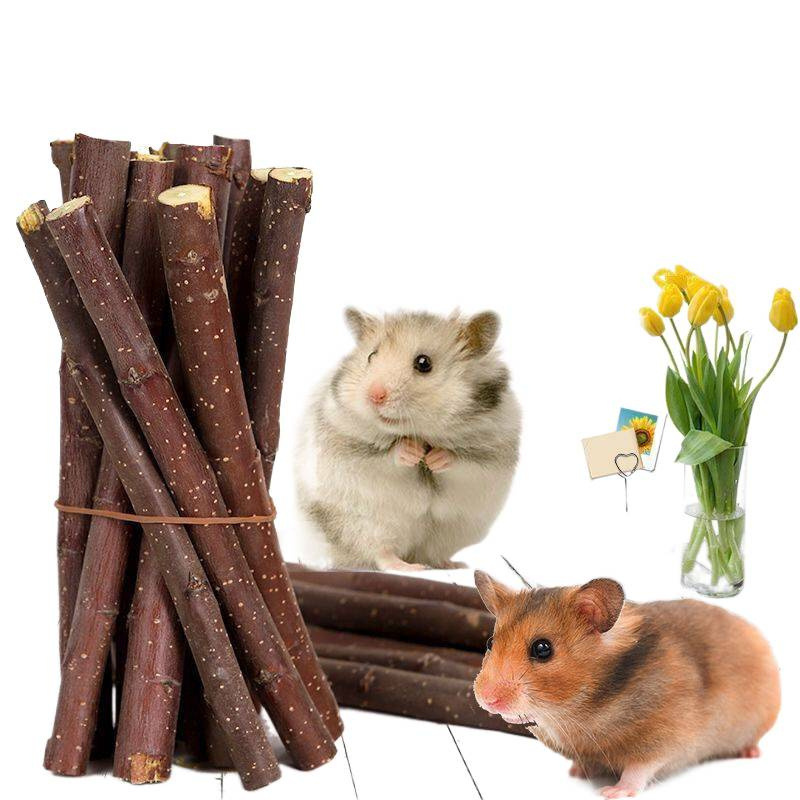 Dried Apple Branch Teething Stick Edible Small Pet Hamster Teething Guinea Pig Chinchilla Rabbit Wear-Resistant Calcium Supplement