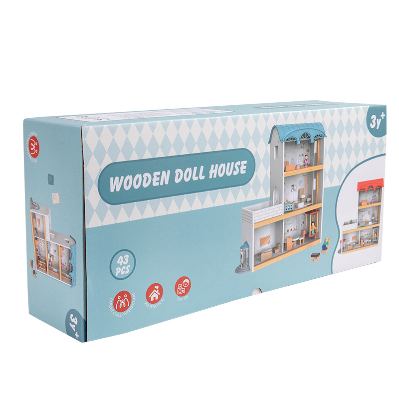 Children's Simulation Wooden House Three-storey Luxury Villa Doll House Boys and Girls Role-playing Toy House