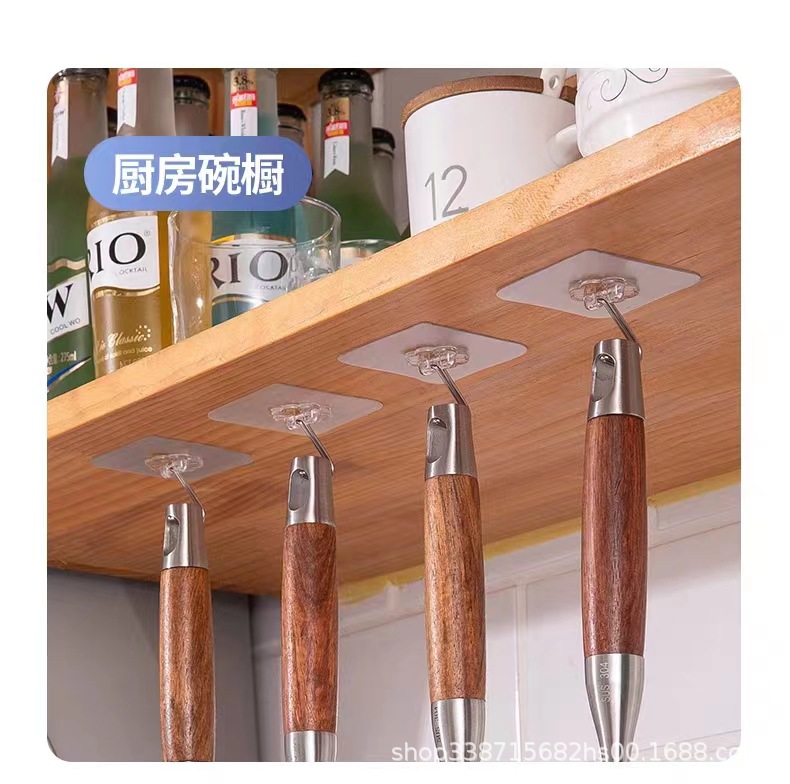 No Punching Strong Hook Acrylic Stainless Steel Traceless Household Door Behind Kitchen Bathroom Transparent Hook Adhesive