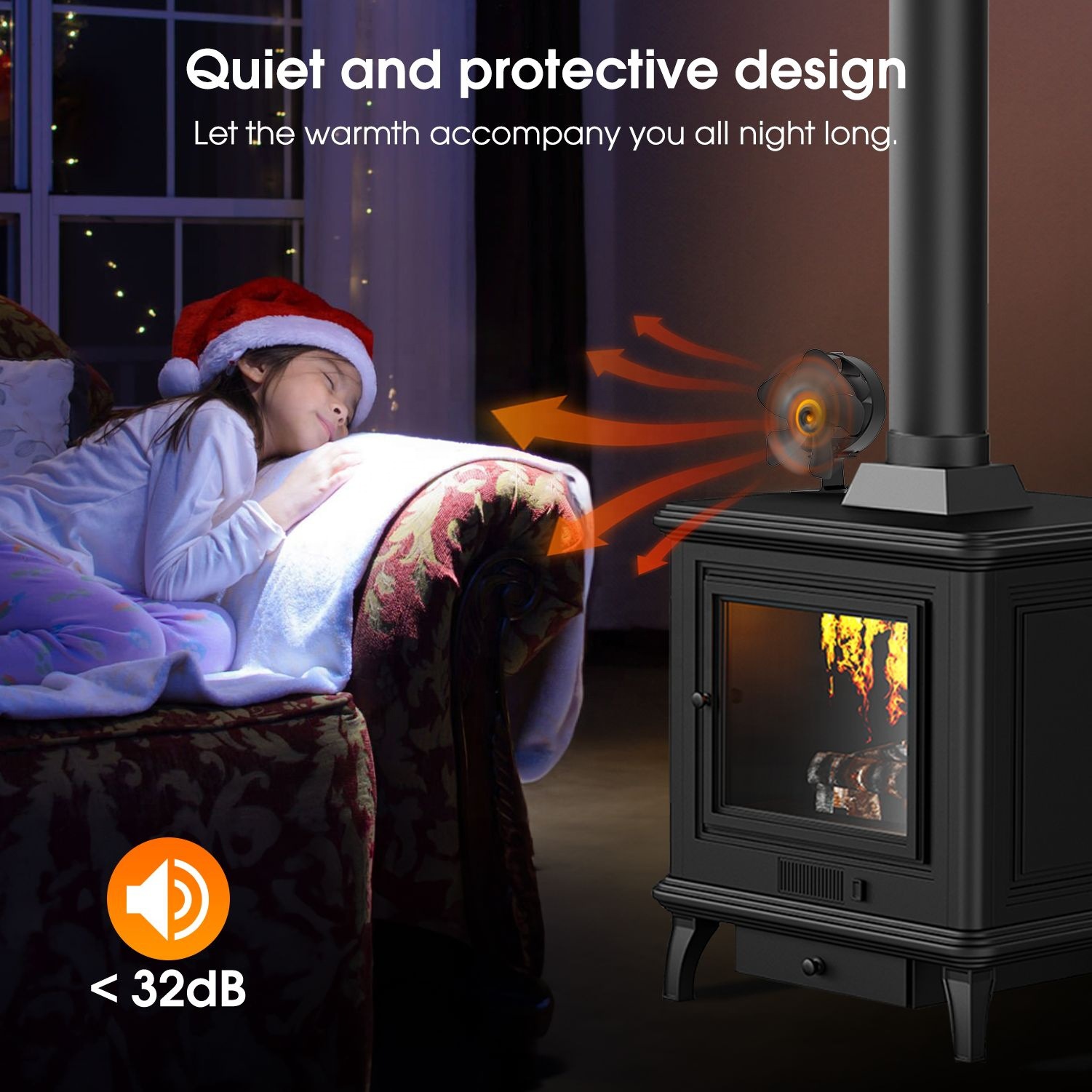 Cross-border hot sale 60 degree swing heat fireplace fan mute large air volume heat cycle non-electric self-heating manufacturers