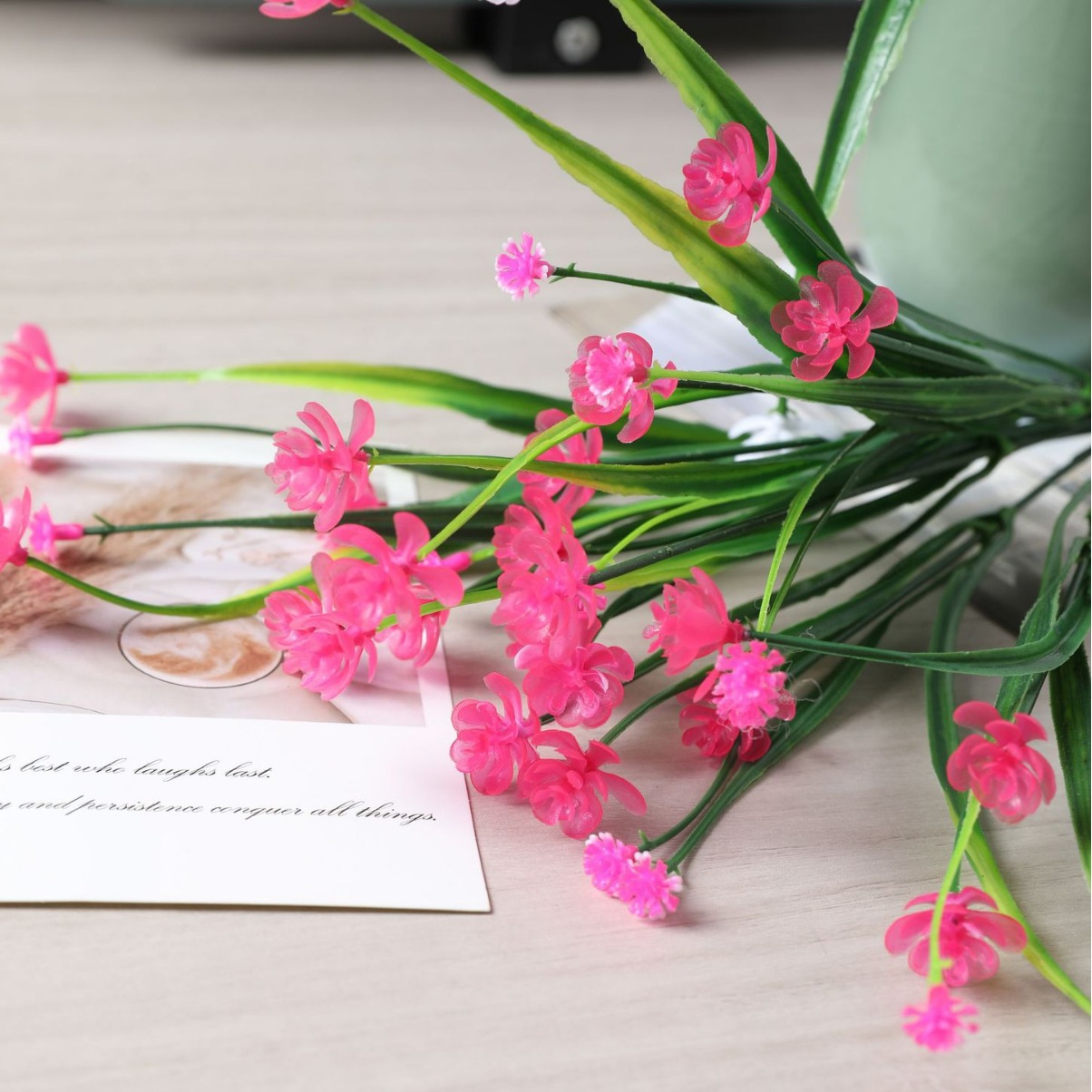 7 Artificial Spring Grass Tea Flower and Baby's Breath Home Decor Indoor Ornaments, Artificial Flowers for Decoration, Customizable for Office Use