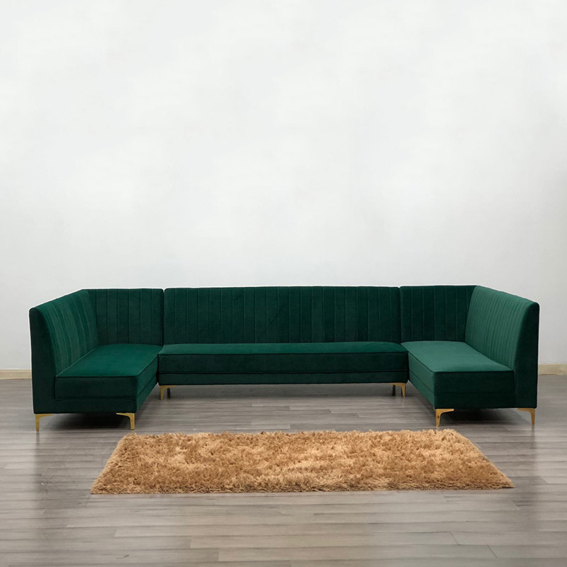 Manufacturer Supplies Fabric Deck Sofa Simple Velvet Wall-Mounted L-Shaped U-Shaped Milk Tea Shop Restaurant Deck Combination