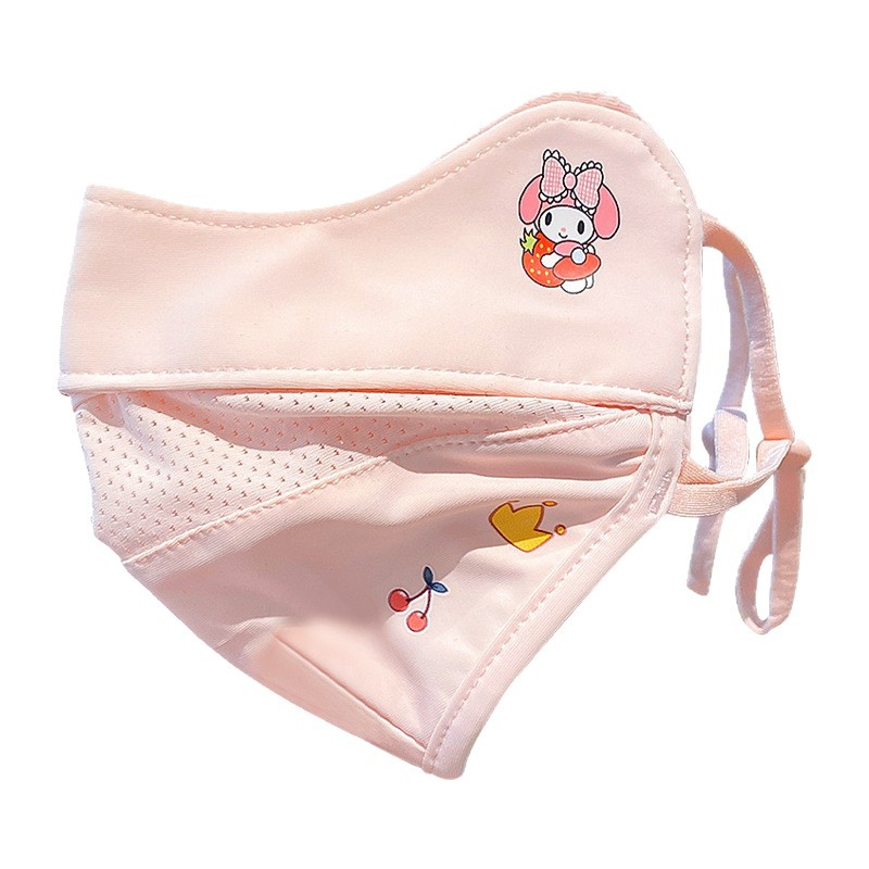 Children's Kuromi Sun Protection Mask Summer Thin Anti-Uv Breathable Girl Baby Sunshade Mask Adjustable