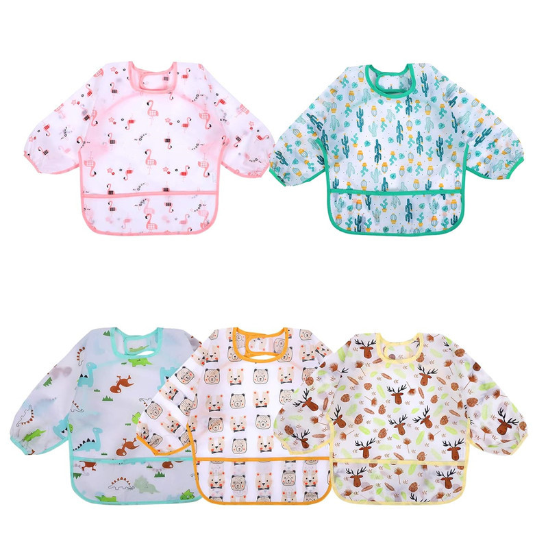 Foreign trade factory processing overalls anti-dressing waterproof baby baby children wash-free dining clothes bib bib painting clothes