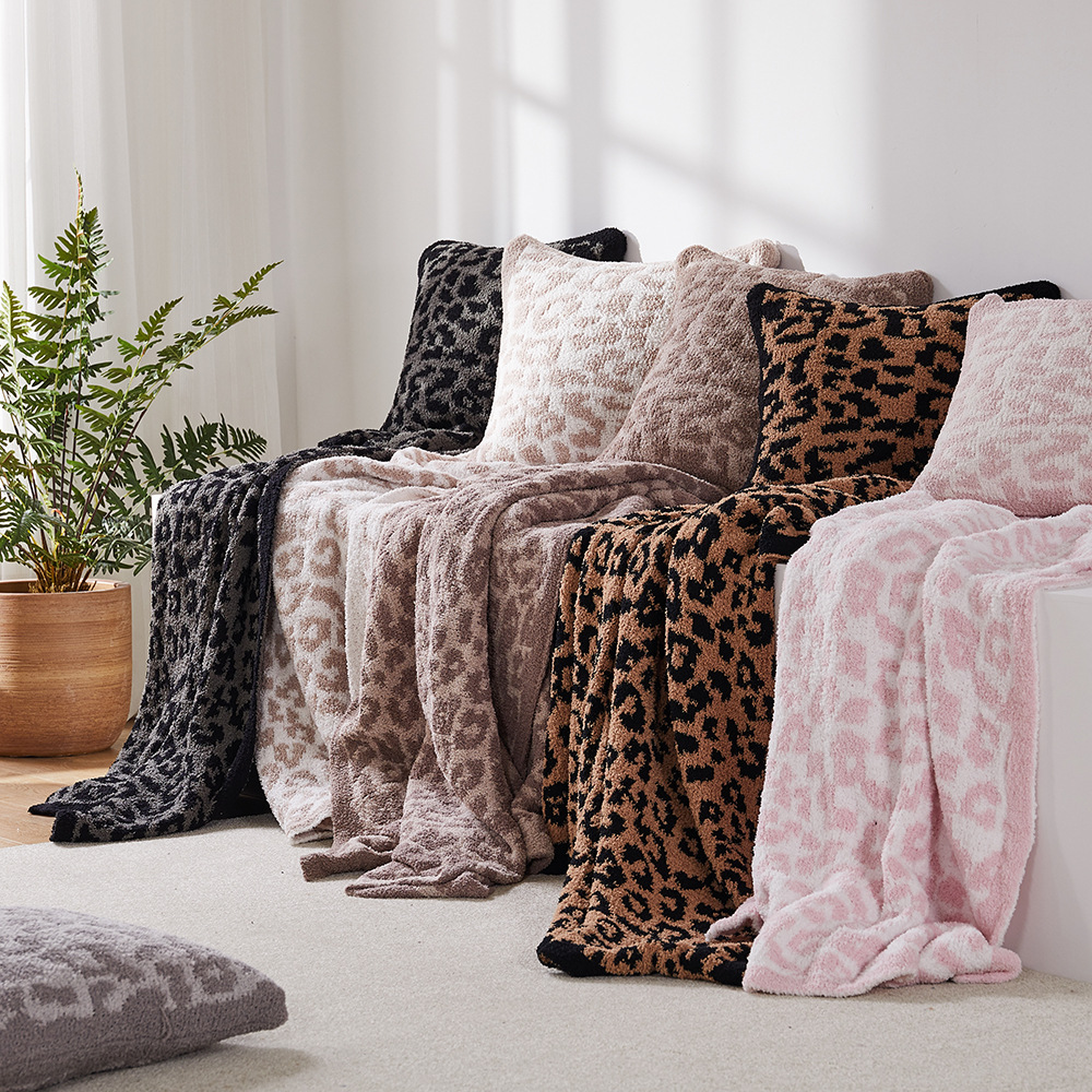 Half-side wool blanket children's knitted leopard print blanket fleece-lined knitted blanket barefoot leopard print blanket dream blanket
