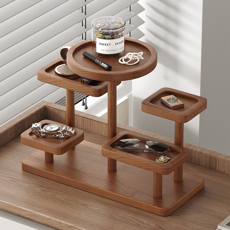 Multi-Layer Desktop Cup Holder, Chinese Retro Style Tea Room Tea Set, Purple Sand Pot Display Shelf, Ornaments Display Stand