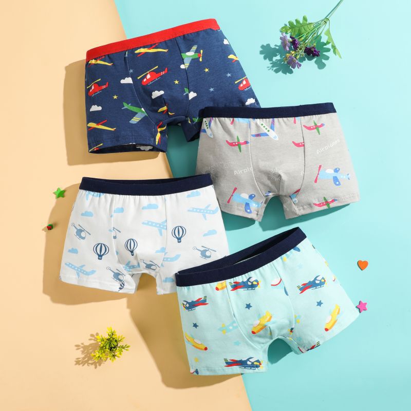 New boys' underwear pure cotton cartoon printed boys' boxer shorts medium and big boys baby boys' boxer shorts factory direct supply