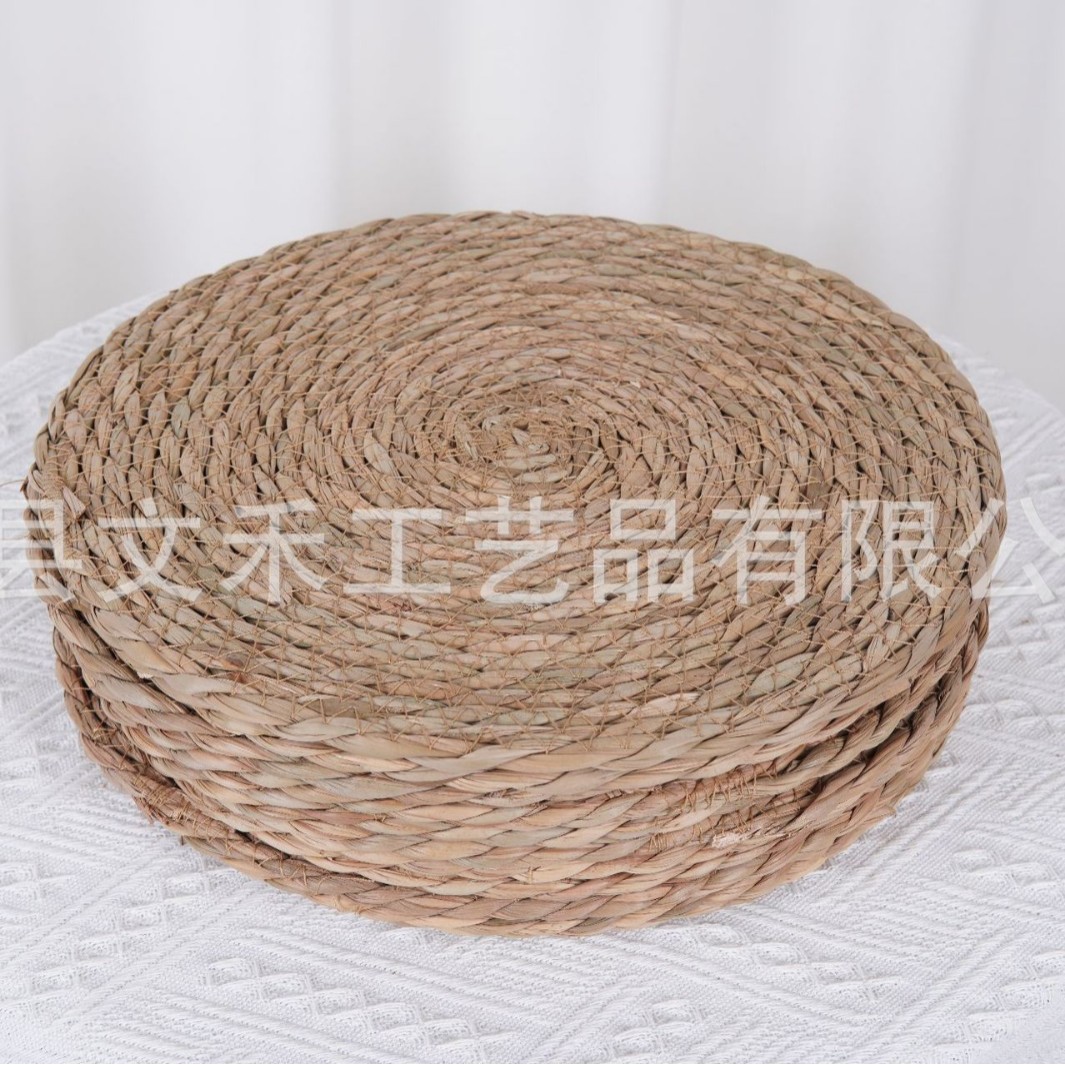 Household Handmade Insulation Mat Round Straw Double-Strand Anti-Scalding Coaster Bowl Mat Pot Mat Cattail Woven Coaster Wholesale