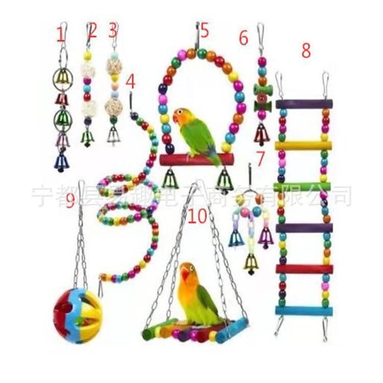 10-шт. комбинированная игрушка для попугаев, игрушка для птиц, качели, лестница, иностранная торговля, горячая продажа