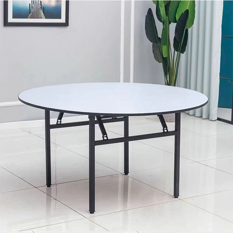 Manufacturer Wholesale Hotel Dining Table Commercial Household Large Round Table Pvc Fireproof Board Foldableing Round Table Restaurant Hotel Banquet