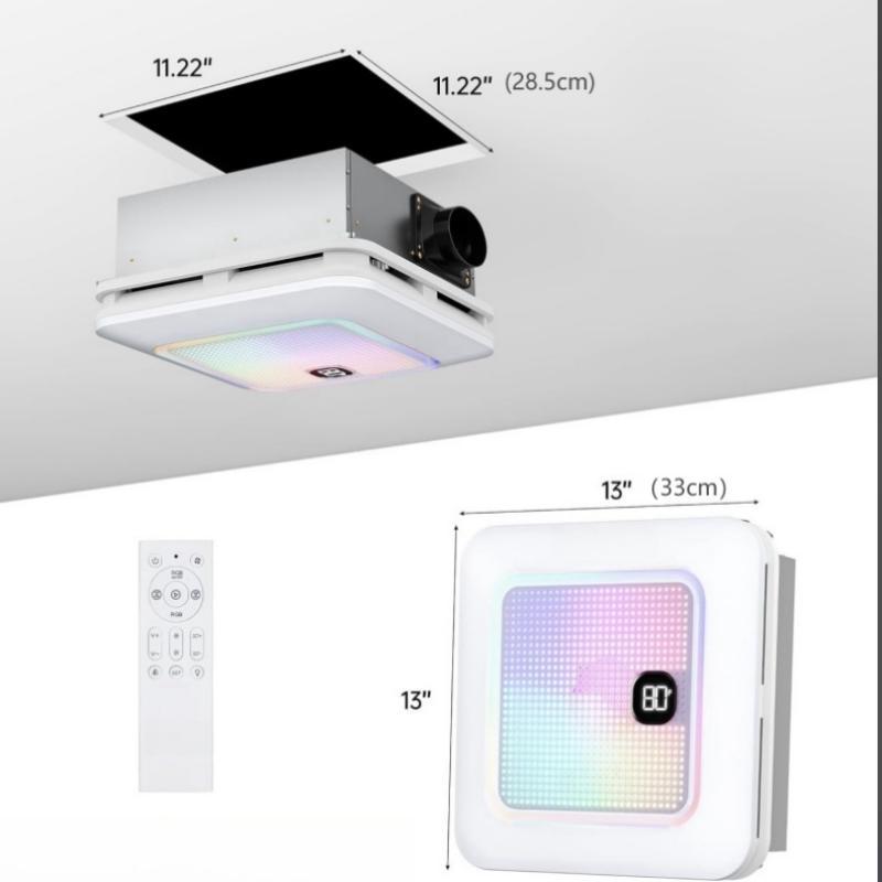 Bathroom Exhaust Fan with Bluetooth Speaker Bathroom Exhaust Fan 3 Dynamic Light 3 Color Temperature Night Light 110V Voltage