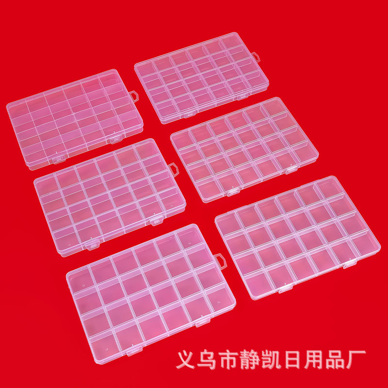 Коробка для хранения с 24 ячейками, прозрачная ПП, с карманом, коробка для ювелирных изделий, резинки для волос