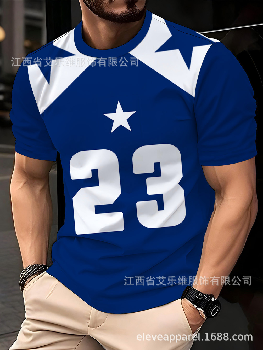 Trendy Men's 3D Printed Round Neck Short-Sleeved T-Shirts, Customized with Pictures, Samples and Codes, Direct Sales from Cross-Border E-Commerce Manufacturers