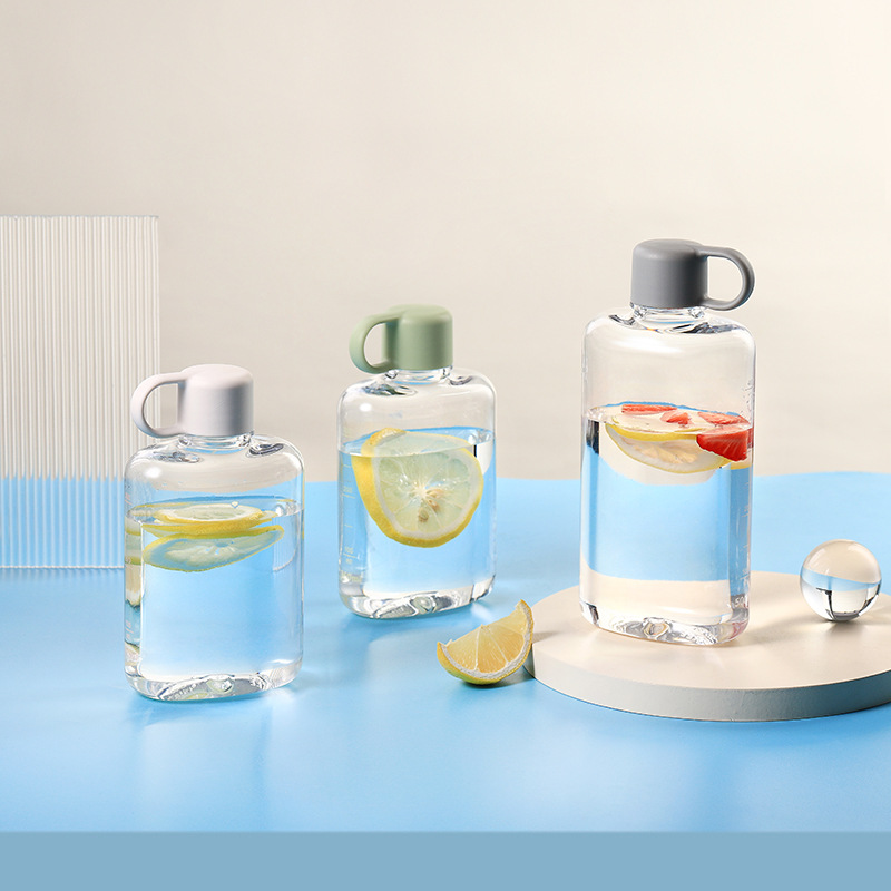 Small Fresh Tritan Large-Capacity Satchel Travel Cup Student Outdoor Plastic Space Water Cup Satchel Flat Pot