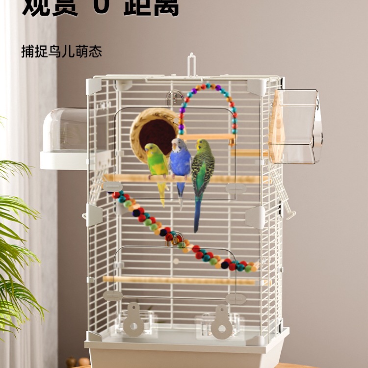 Parrot Bird Cage Tiger Skin Black Phoenix Villa Peony Bird Embroidered Eyes Extra Large Metal Home Large Space Ornamental Cage