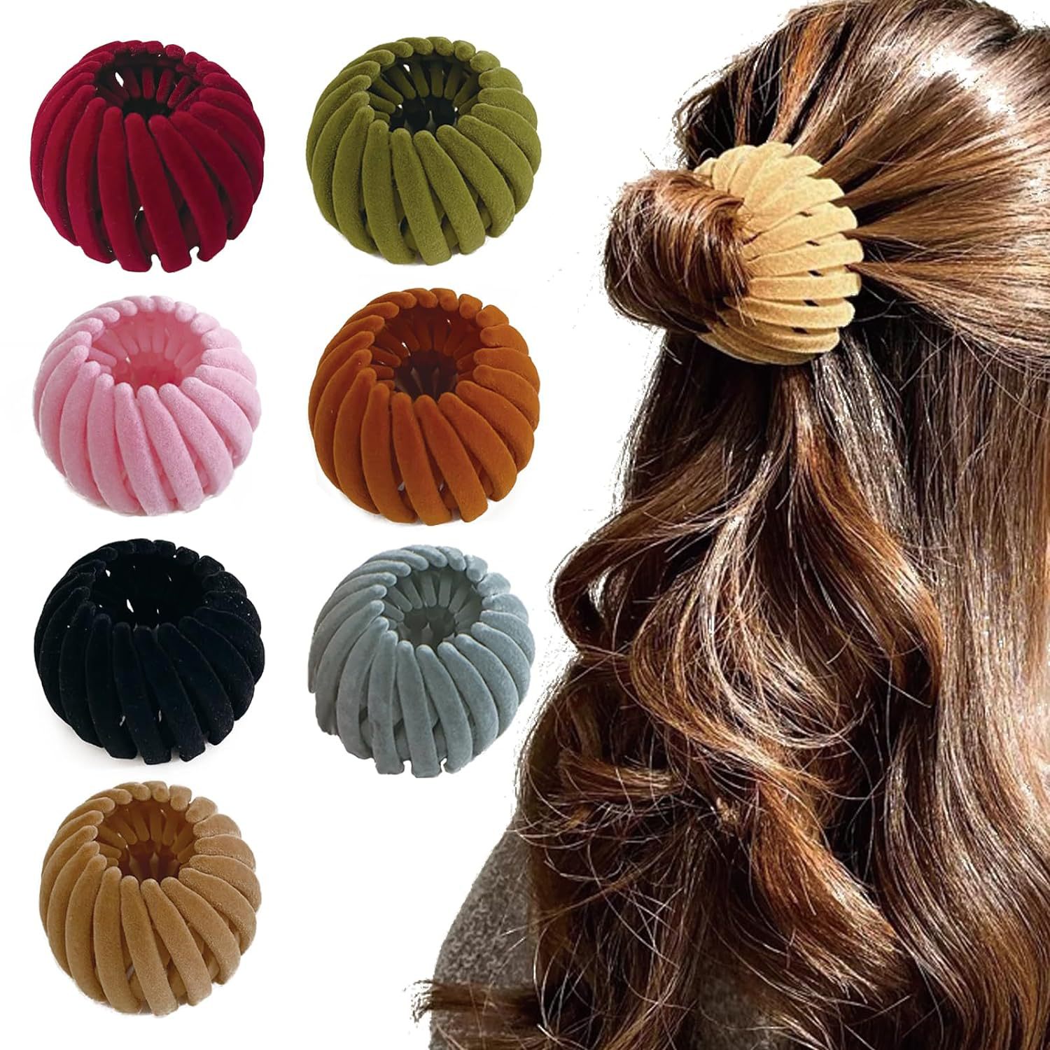 Korean Ball Hair Clip Female Bird's Nest Hair Twister High Ponytail Fixed Hair Ring Lazy Grab Clip Flocking Hair Accessories Wholesale