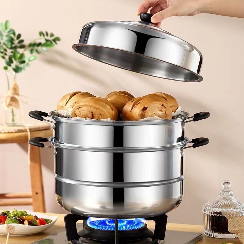 Stainless Steel Steamer Thickened Soup Steamer Single Layer Double Layer Two Layer Three Layer Steamer Steamer Multi-Layer Gift