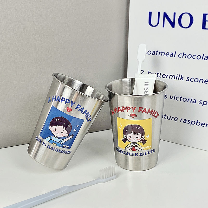 Креативная чаша для полоскания для мальчиков и девочек, утолщенная, противоударная, простая, из нержавеющей стали, пара для зубных щеток