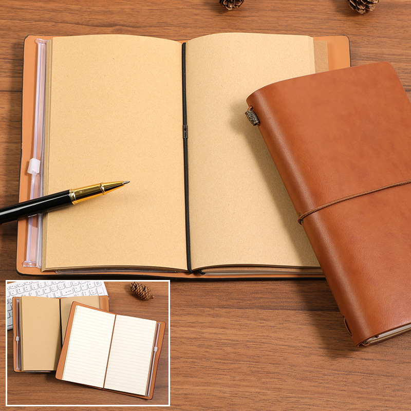 A6 Retro Strap Notebook Loose-Leaf Notebook Travel Notebook Kraft Paper Notebook Diary High Appearance