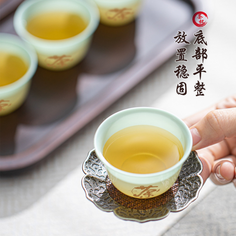 Disposable Jade Kung Fu Tea Cup Thickened Anti-scalding Household Business Office Tea Cup Storage Cup Holder High Color Value