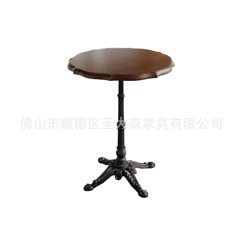 Retro Cafe Table American Solid Wood Small Round Table Square Table Western Food Japanese Noodle Shop Commercial Dining Table Leisure Table and Chairs
