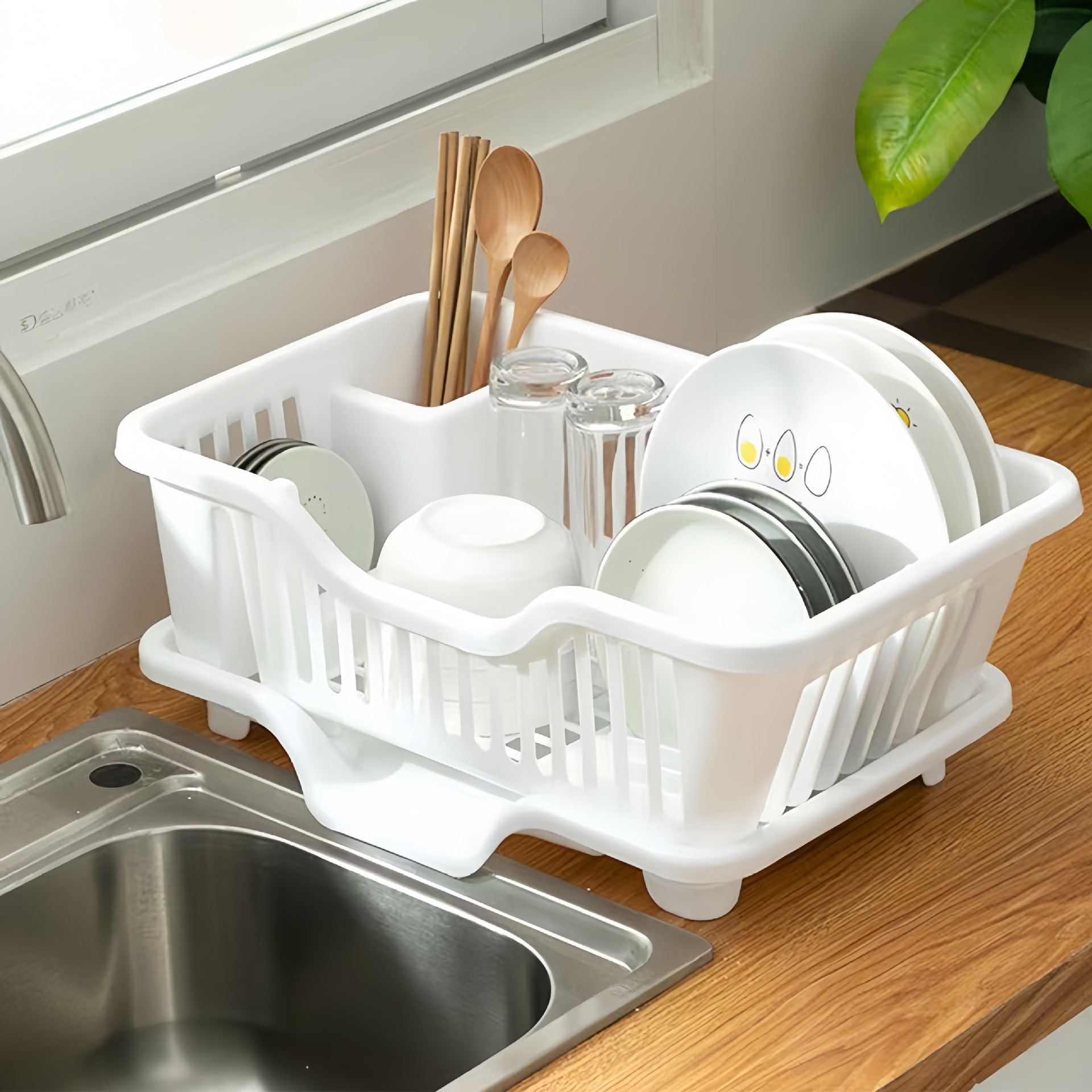 Kitchen Drain Dish Rack Large Dish Storage Rack Household Bowl Storage Box Storage Rack Bowl Chopsticks Drain Tray