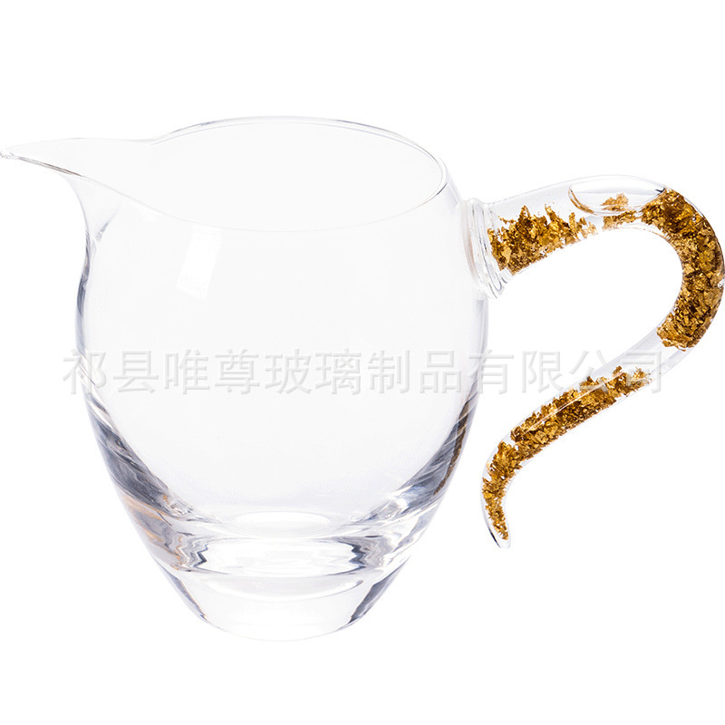 Thickened Heat-Resistant Glass Fairly Cup Kung Fu Tea Teaware Crystal Gold Foil Tea Sea Transparent High-Grade Public Cup
