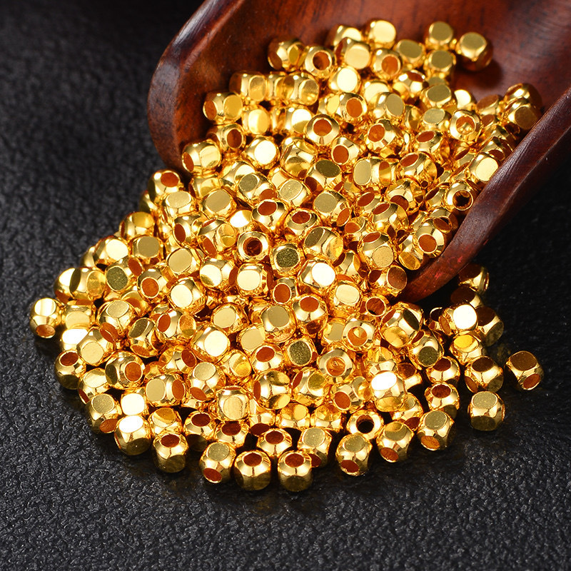 Pure Gold 999 Gold Sugar Cube Gold Bead Bracelet 5g Pure Gold Square Transfer Beads Loose Beads Wholesale DIY Pure Gold Separator Beads