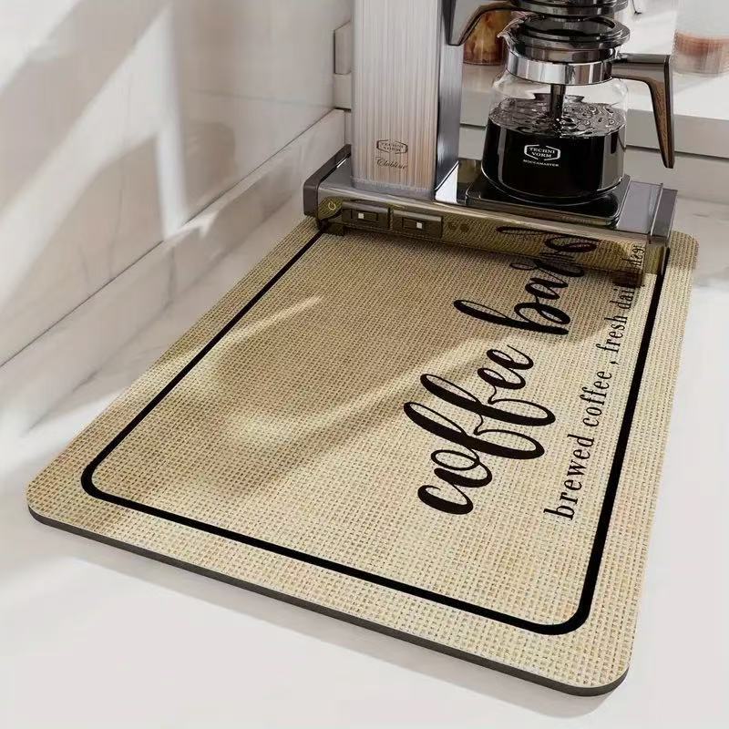 Cross-Border Kitchen Countertop Coffee Absorbent Mat, Coffee Mat, Draining Mat, Heat-Insulating Table Mat, Dining Table Absorbent Diatomaceous Earth Mat