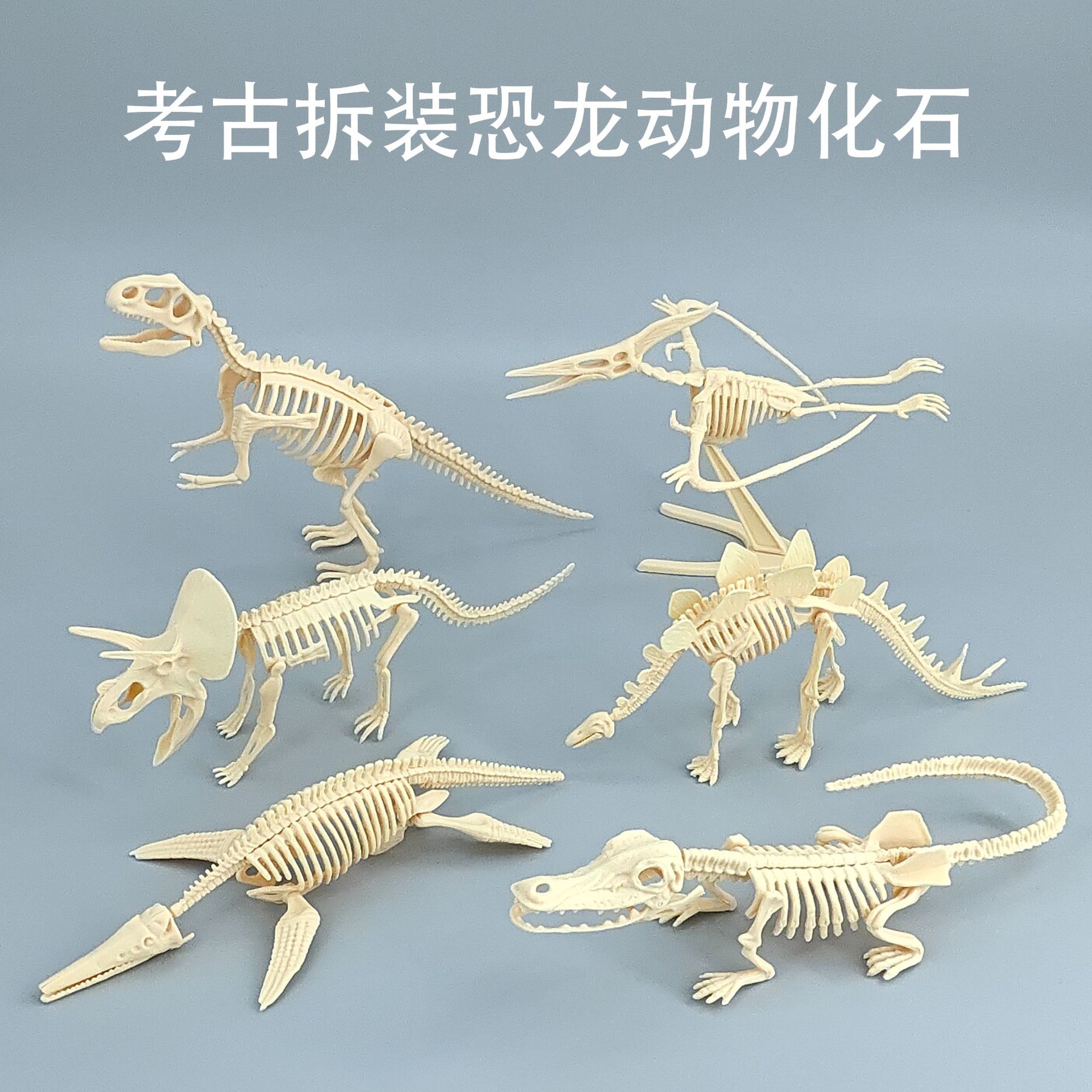 Archaeological disassembly dinosaur skeleton large animal dinosaur fossil luminous toy mining tools manufacturers wholesale cross-border