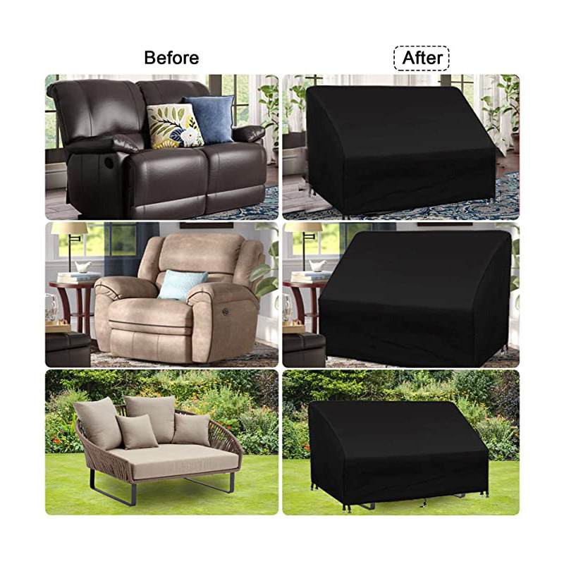 Outdoor Furniture Cover Oxford Cloth 420D Black Garden Waterproof Garden Furniture Cover Dustproof Table and Chair Cover