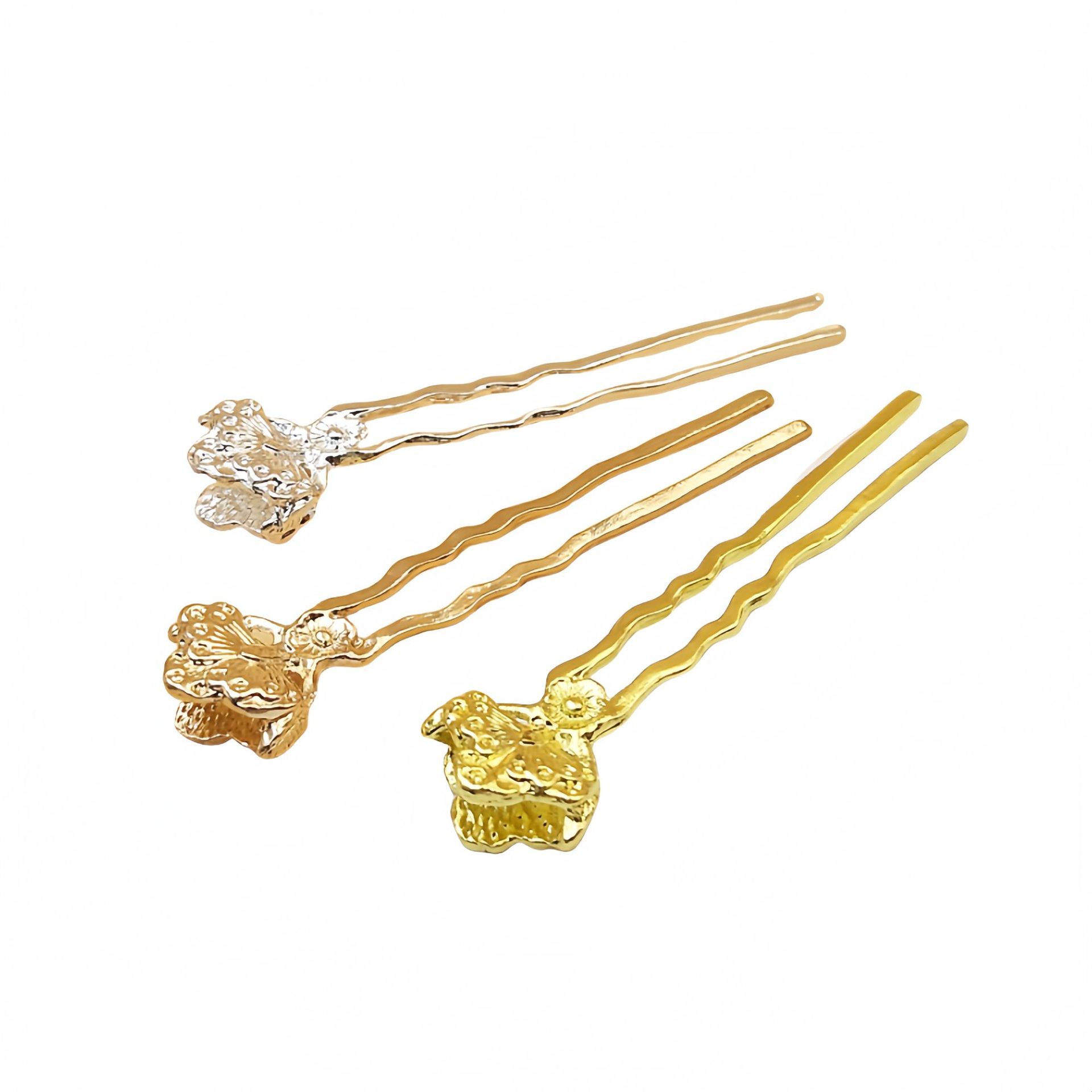 DIY accessories antique hair accessories material new alloy flower holder hair fork petal bud hair clasp hairpin