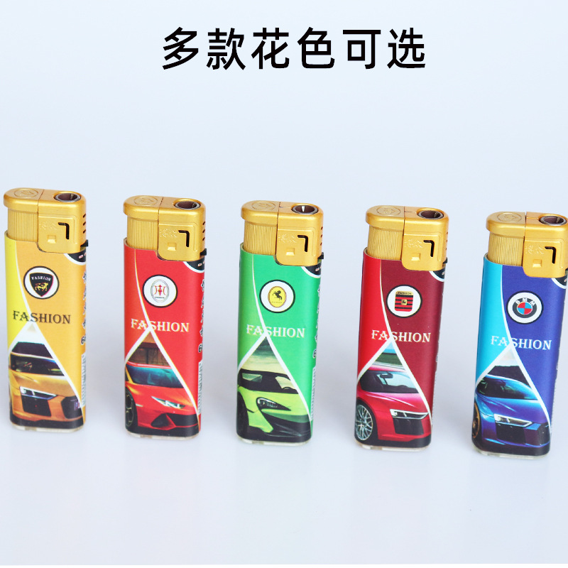 Shaodong Source Factory Outlet Bozhong 666 Wrapped Paper Large Blue Flame Straight Lighter Aerated Windproof Lighter