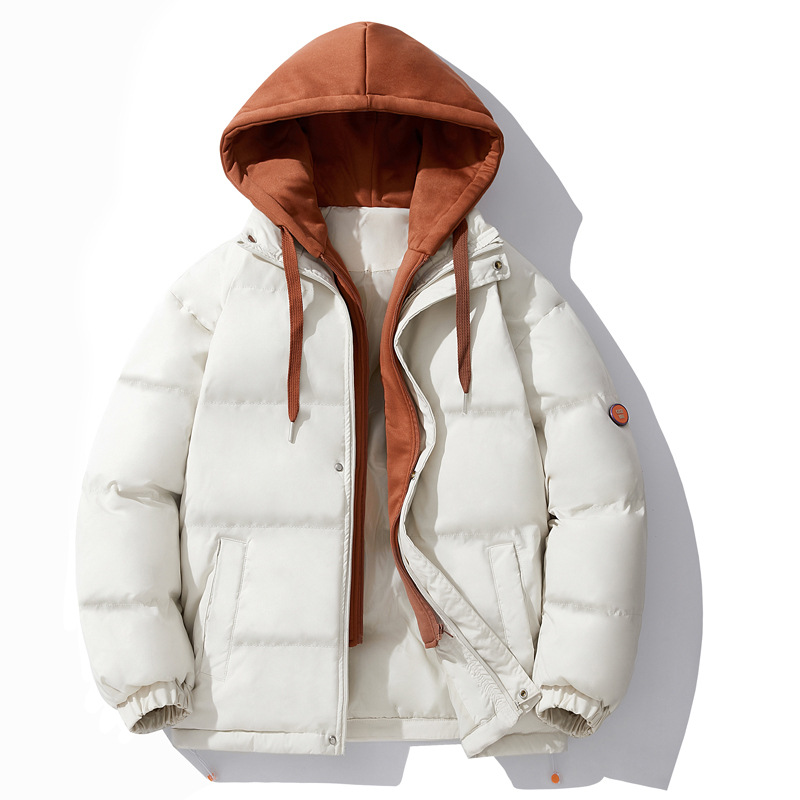2025 Cotton Coat Winter Explosions Cotton Coat Men's Thick Cotton Coat Women's Hooded Couple's Bread Suit Simple Color Matching Warm