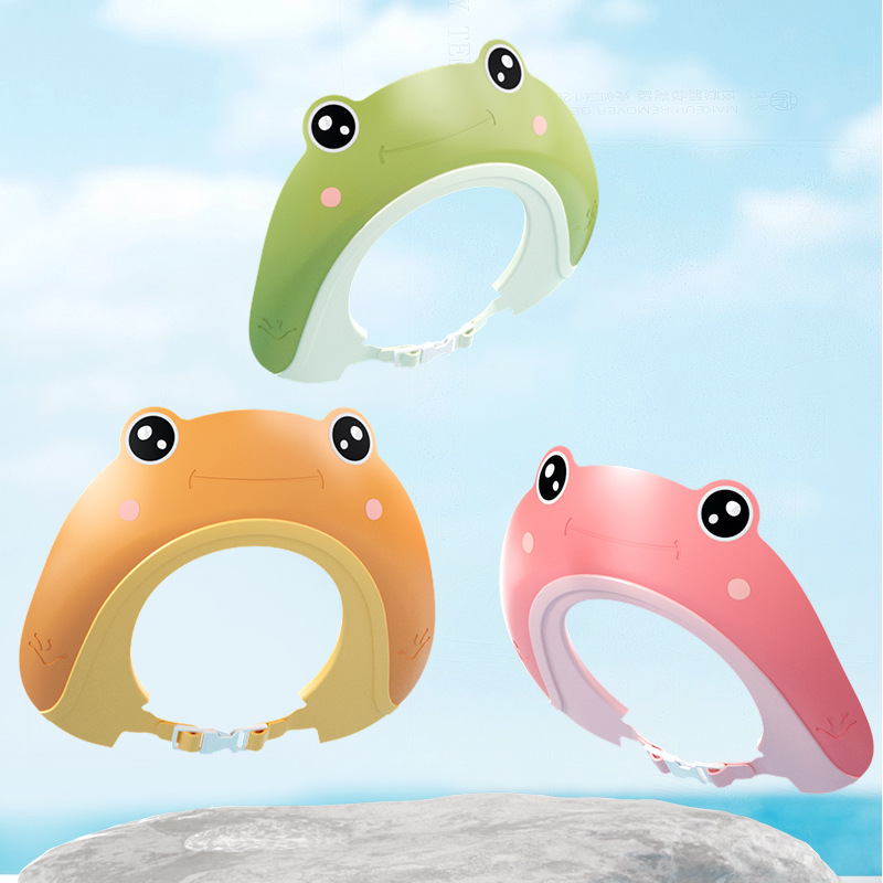 Shampoo cap children's shower cap frog infant shampoo cap waterproof adjustable silicone ear protection baby shampoo artifact