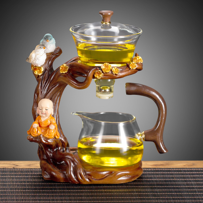 2024 New Lazy Tea Set Home Kung Fu Tea Light Luxury High-end Office Guest Small Glass Teapot