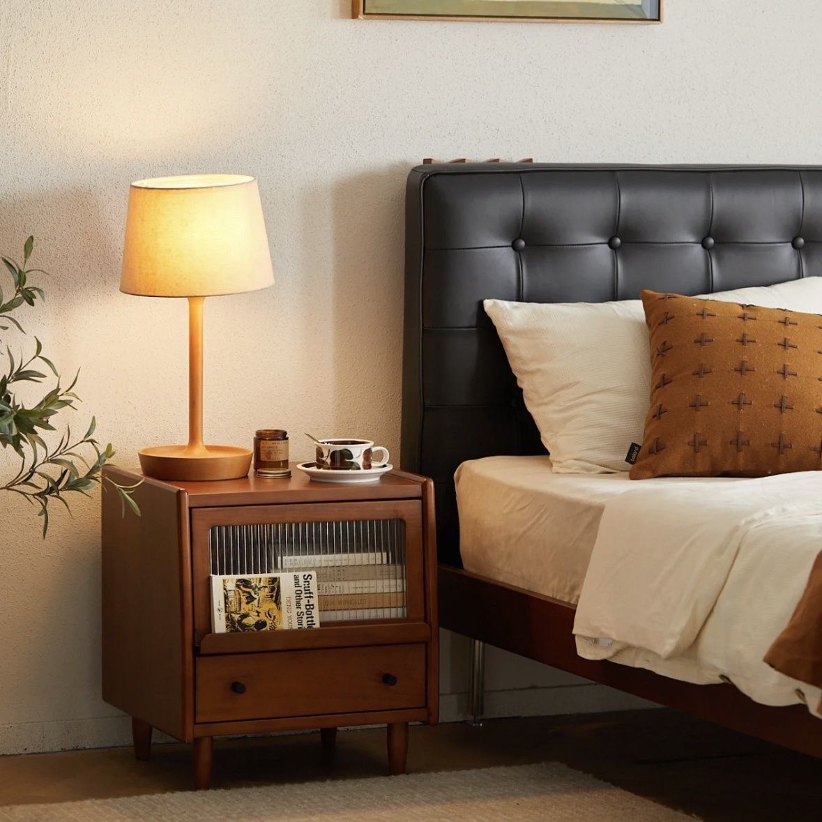 Vintage All Solid Wood All Solid Wood Bedside Table Simple Household Small Apartment Storage Cabinet Super Narrow Storage Cabinet Storage Cabinet