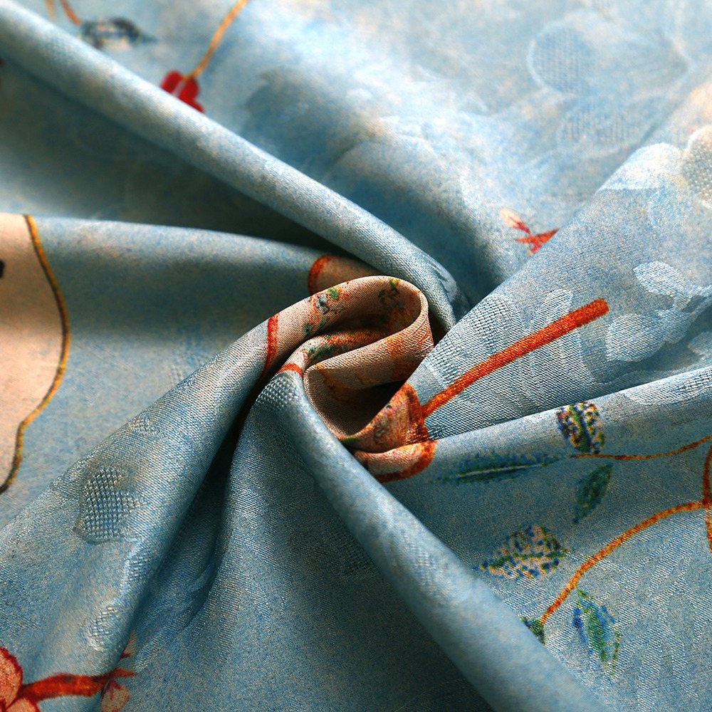 New Simulated Silk Fragrant Cloud Yarn Cool Double-Sided Printed Clothing Fabric Glossy Drape Silky Dress Top