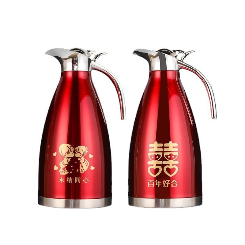 304 stainless steel festive thermos wedding red hot water kettle a pair of wedding warm water kettle coffee pot to accompany 2L