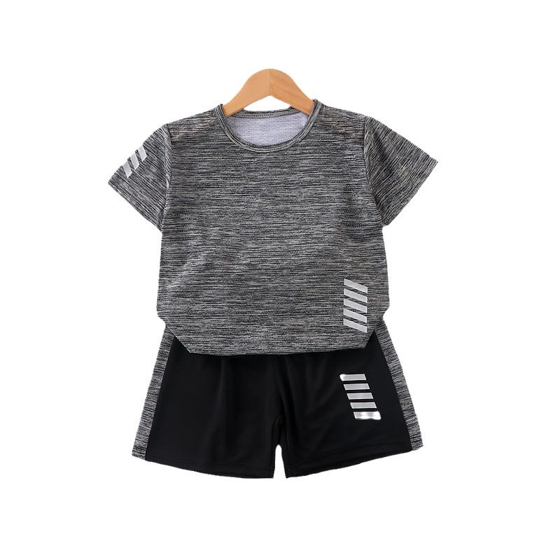 Children's Quick-Drying Clothing Set Summer Sportswear for Boys and Girls Ice Silk Quick-Drying Clothing New Short-Sleeved Shorts Two-Piece Set