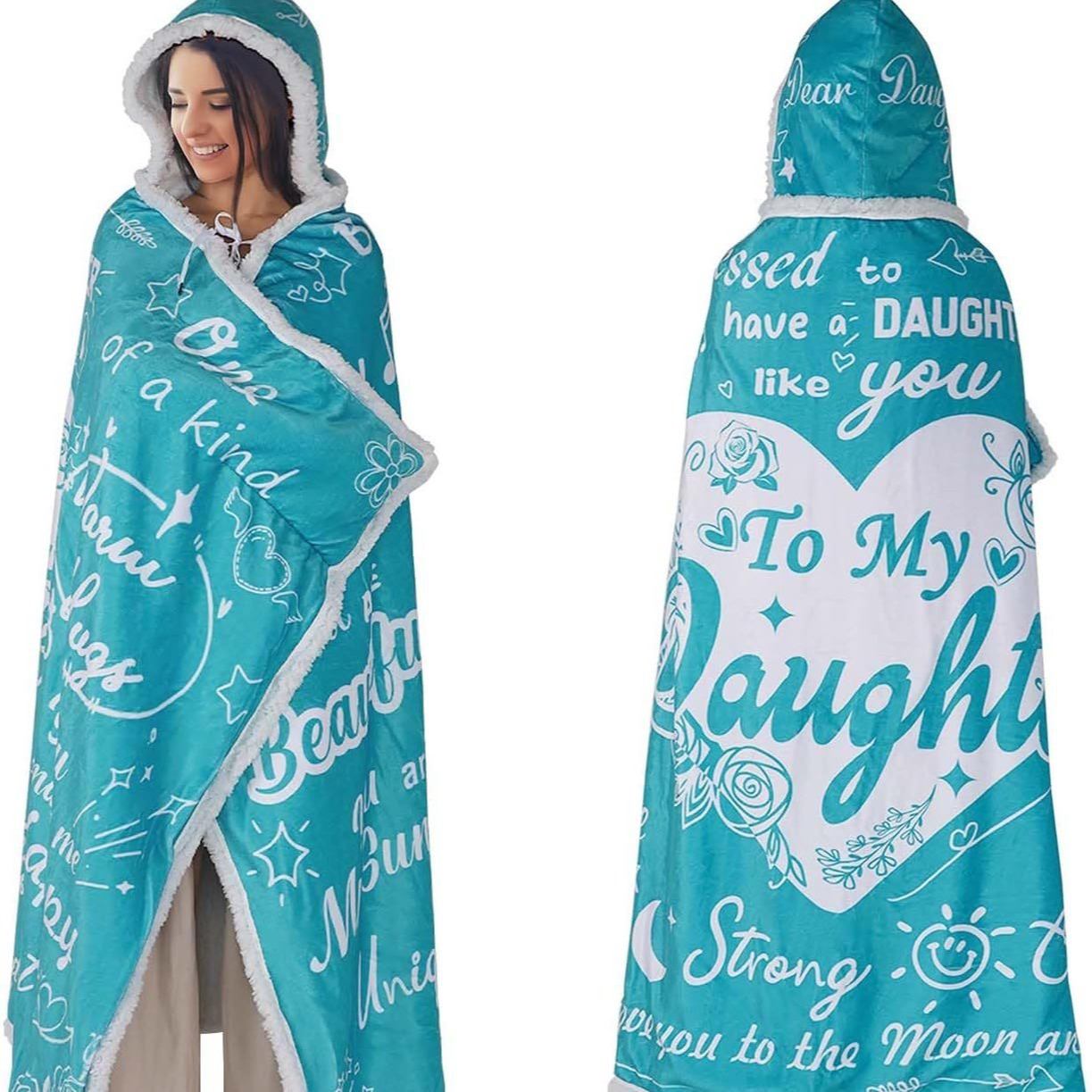 Factory Direct Supply Sherpa Wool Wearable Blanket Hoodie Christmas Gift Blanket for Relatives