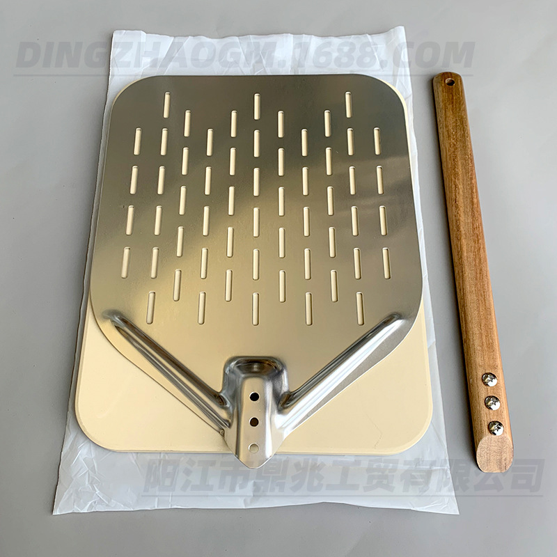 12 Aluminum Alloy Cut Out Pizza Shovel Disassembly and Assembly of Oak Cheese Handle with Pizza Stone Baking Combination Set