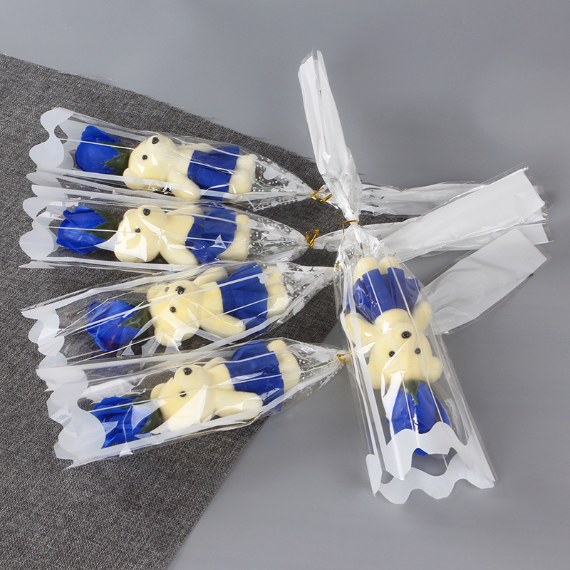 Teacher's Day Gifts for Teachers: Bear-Shaped Rose Soap Flowers, Artificial Flowers, Promotional Gifts for Qr Code Scanning