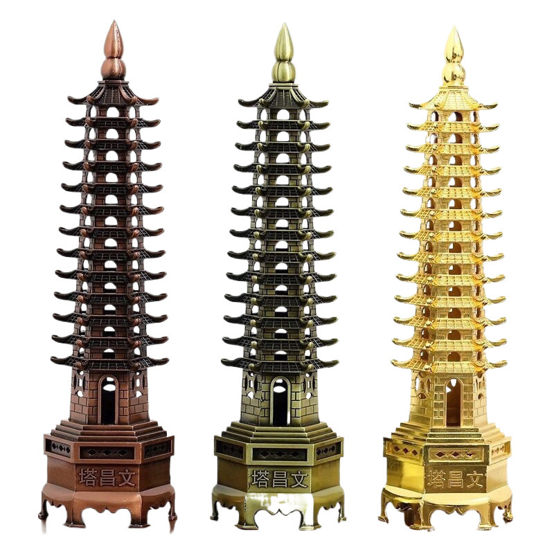 Pure Copper Wenchang Tower Thirteen Floors Nine Floors Seven Floors Thirteen Floors 13 Floors All Brass Student Bedroom Desk Ornaments