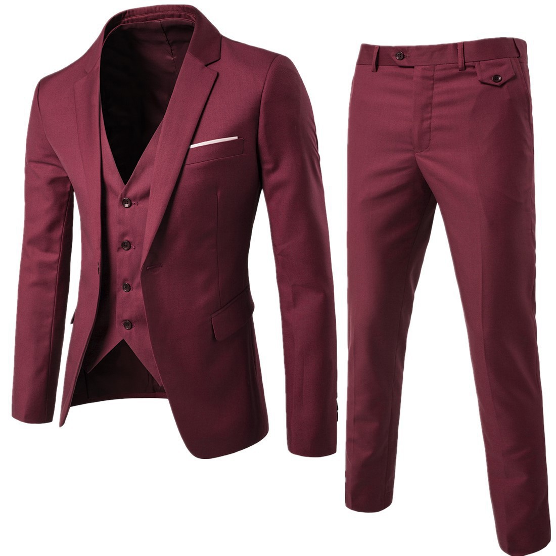 Suit Set Men's Three-Piece Business Professional Formal Suit Small Suit Korean Style Slim-Fit Best Man and Groom Wedding Dress