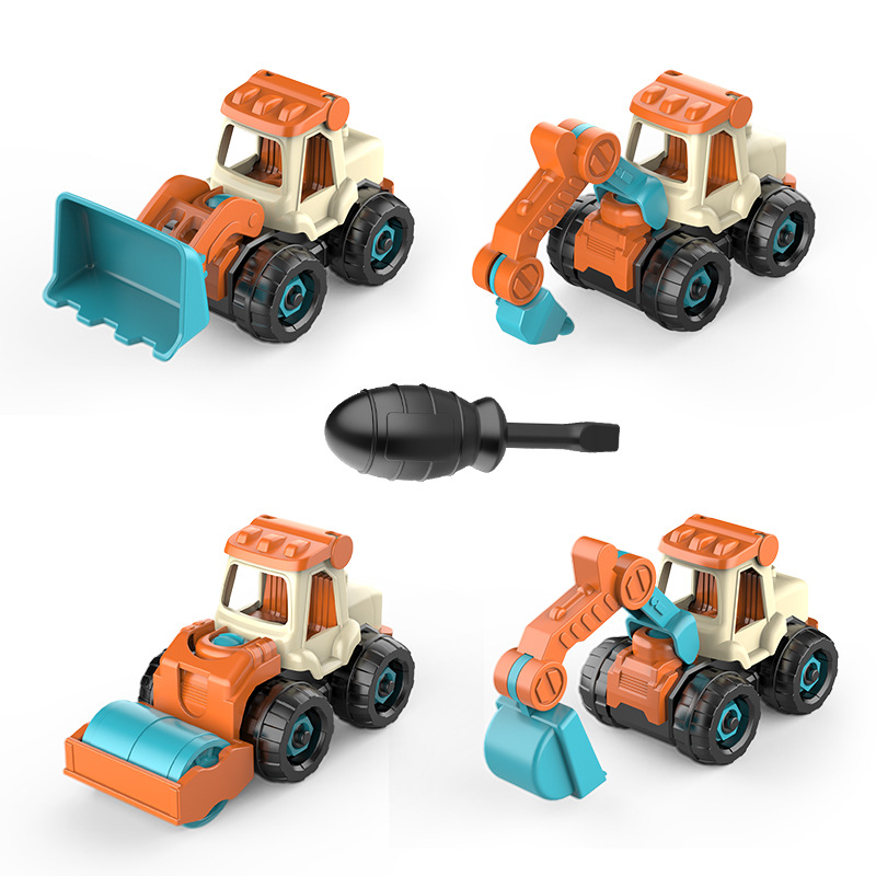 Children's toys engineering car screw nut assembly educational toys removable engineering car excavator wholesale